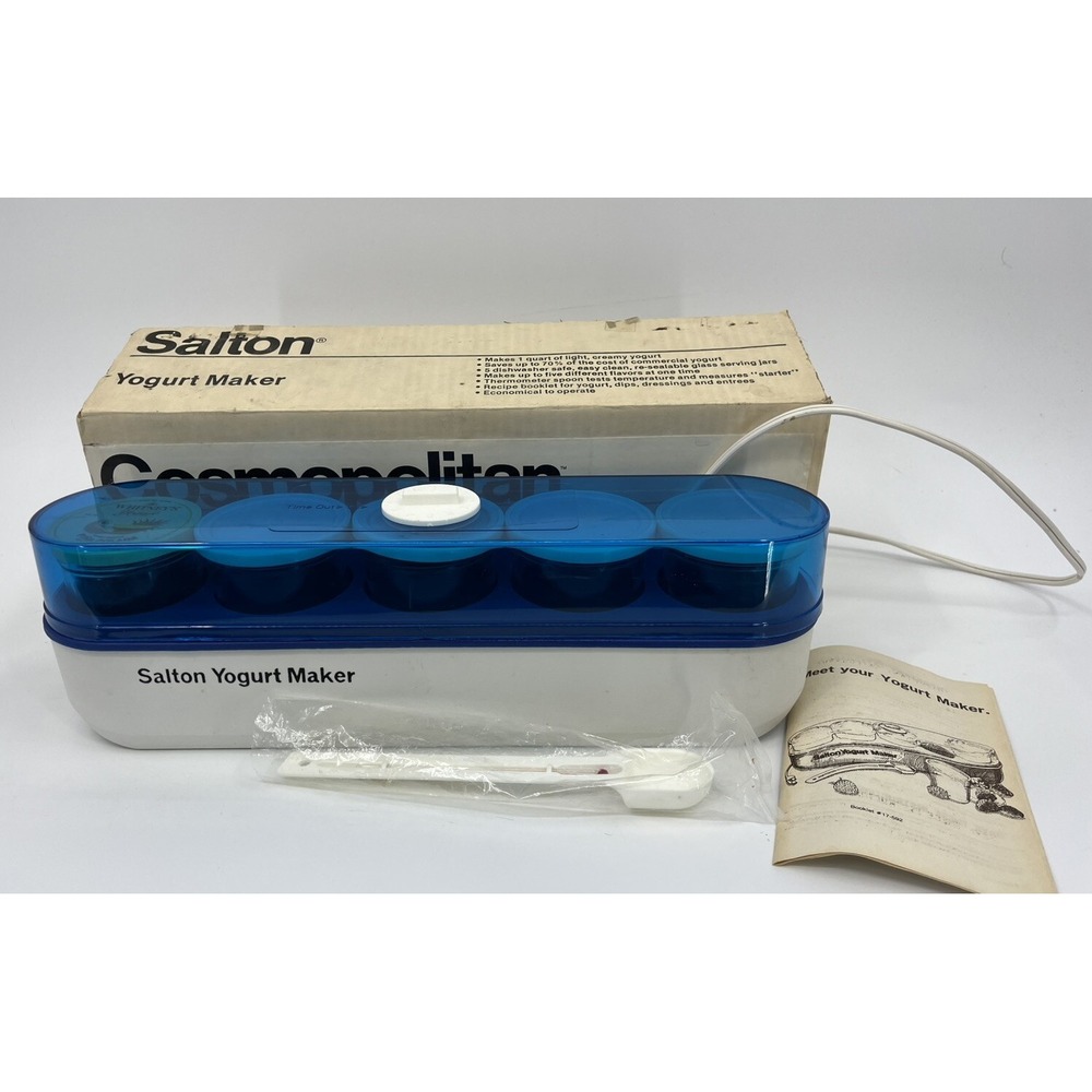 Vtg Salton Cosmopolitan Yogurt Maker Thermostat Control With Thermometer Spoon